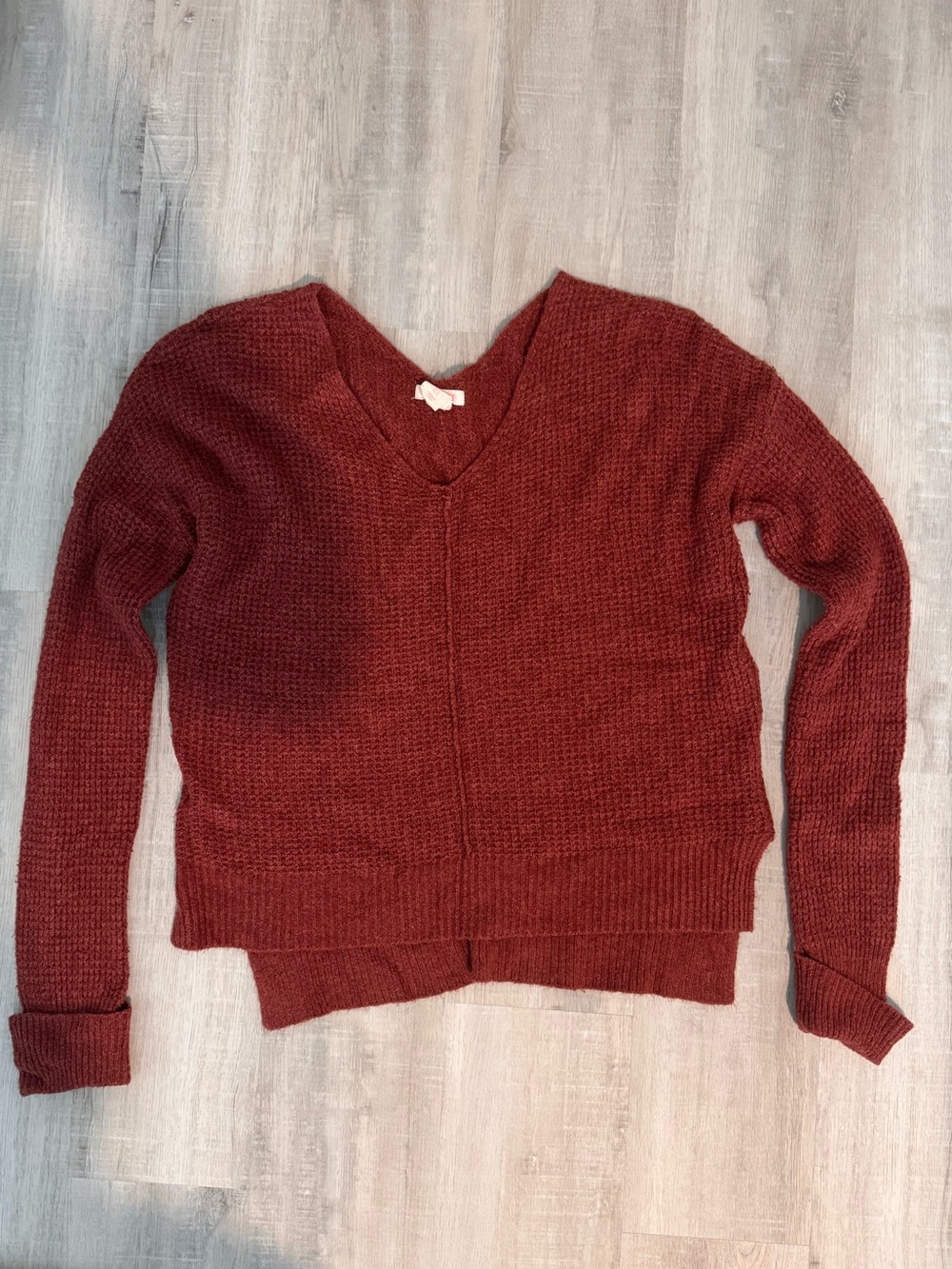 Women's V-Neck Knit Sweater in Deep Rust